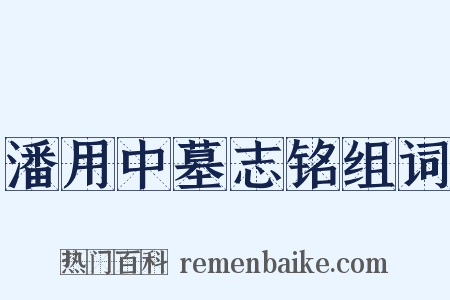 潘用中墓志铭组词是什么意思的图片